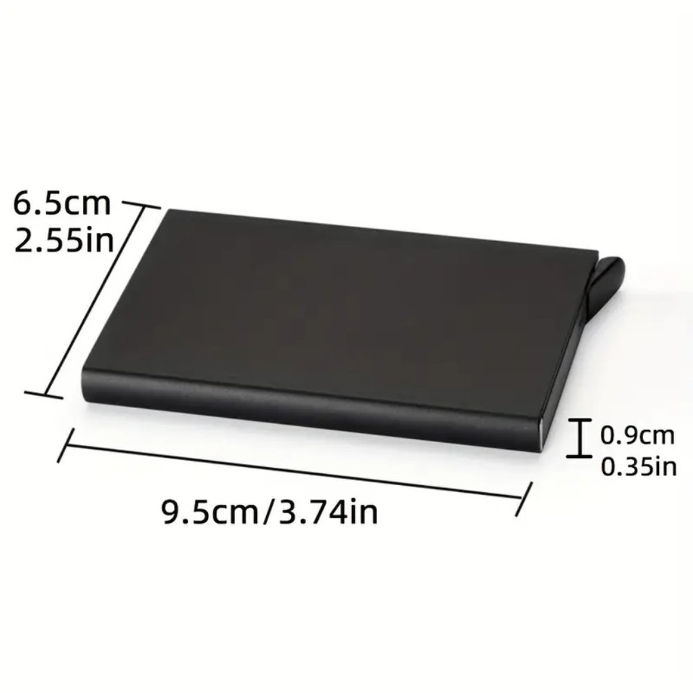 Pop Up Card Holder Slim Aluminum Wallet Black - Picture 6 of 6